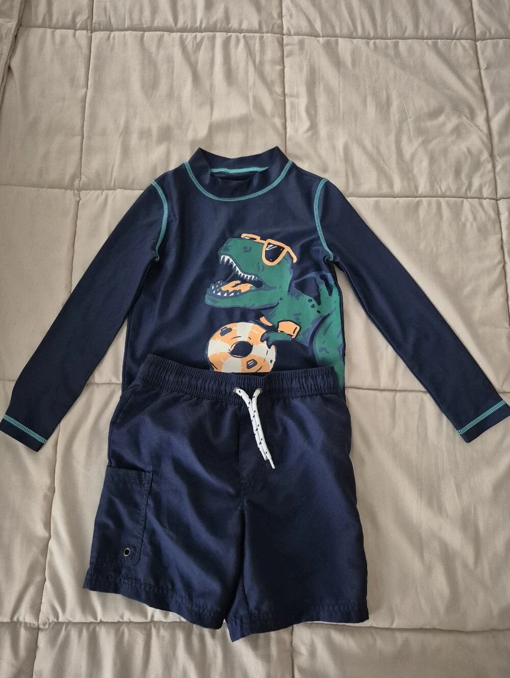 Boys Navy Dino Swim Set
